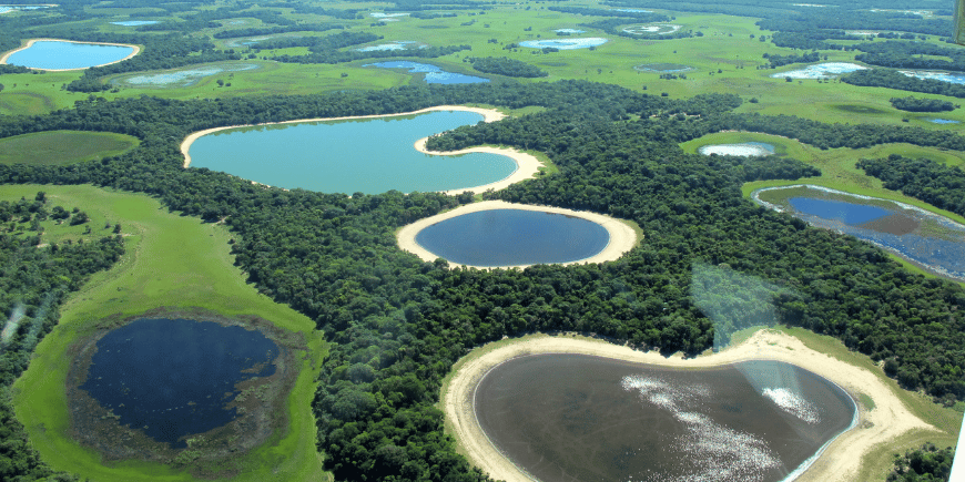 Luftaufnahme von Naturgebieten im Pantanal, Brasilien 